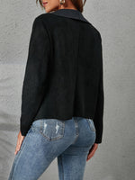 Suede Waterfall Collar Solid Jacket