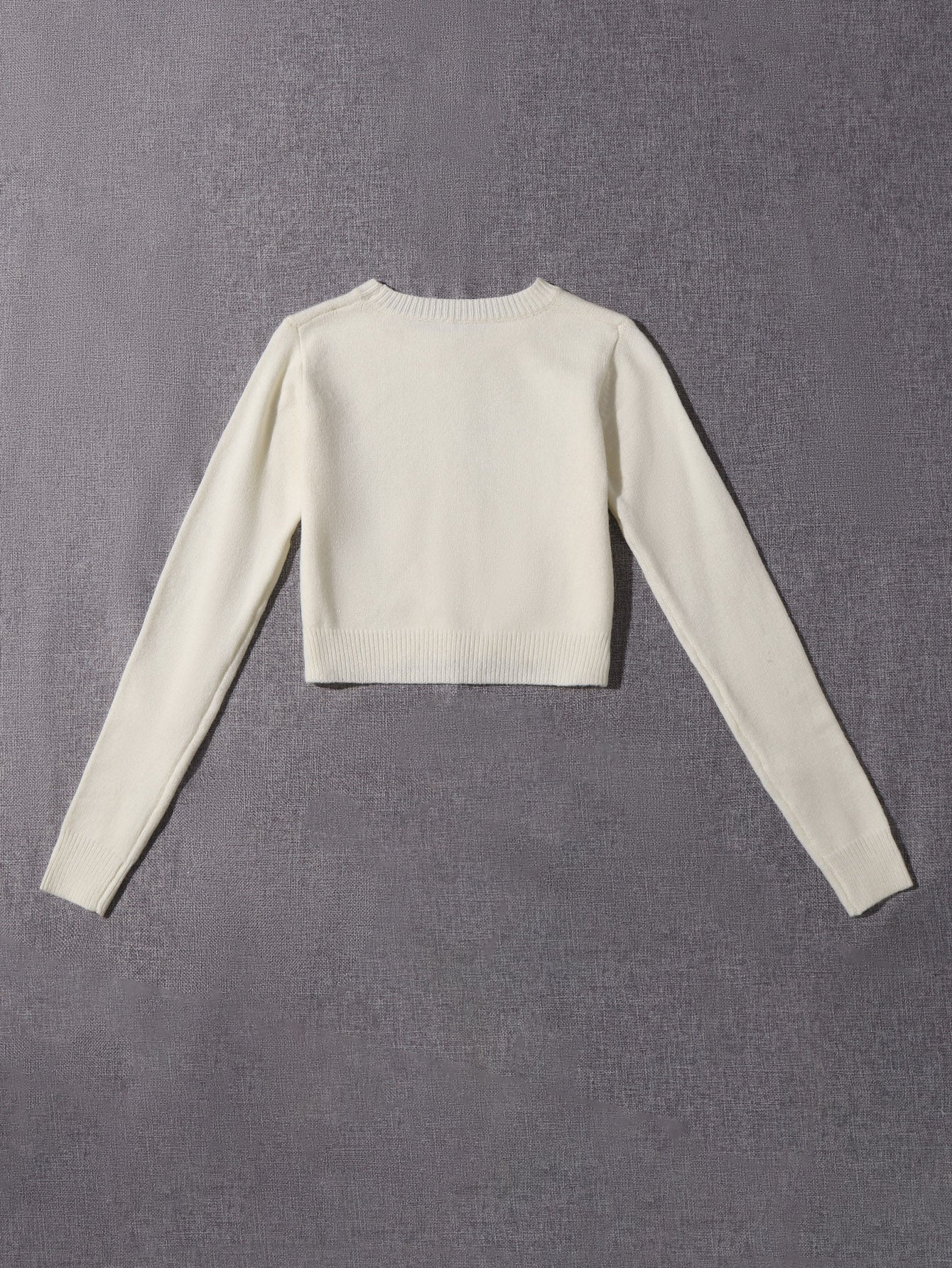 Solid Ribbed Knit Crop Sweater