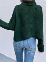 Solid Drop Shoulder Turtleneck Sweater