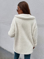 Double Pocket Drop Shoulder Teddy Coat