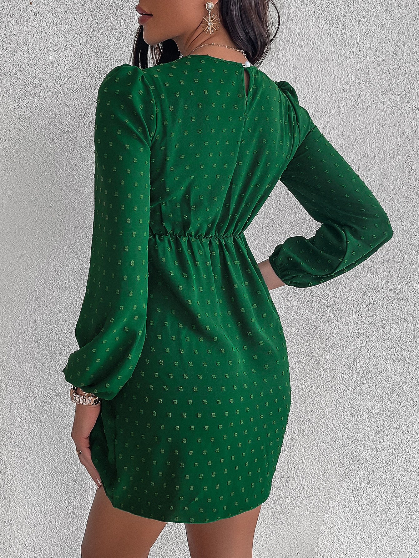 Solid Swiss Dot Tie Side Dress