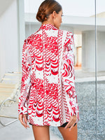 Graphic Print Peak Collar Blazer