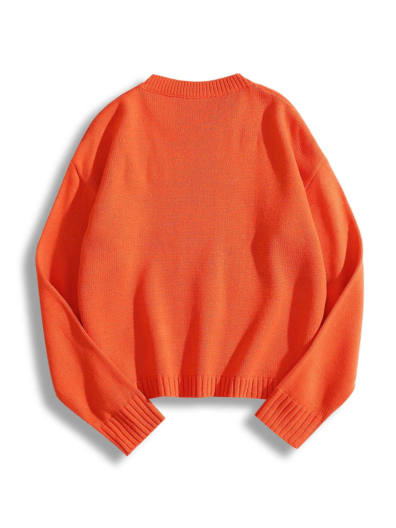 Halloween Pumpkin & Spider Pattern Drop Shoulder Sweater