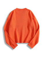 Halloween Pumpkin & Spider Pattern Drop Shoulder Sweater