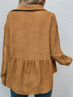 Flap Pocket Drop Shoulder Corduroy Jacket
