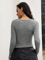Wrap Front Rib Knit Sweater