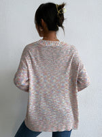 Space Dye Double Pocket Drop Shoulder Open Front Cardigan