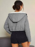Gingham Print Zip Up Hooded Crop Jacket