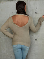 Cut Out Back V-neck Sweater