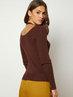 Solid Rib Knit Slim Sweater