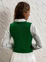 Argyle Pattern Button Front Cardigan Vest Without Blouse