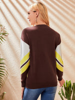 Colorblock Round Neck Drop Shoulder Sweater