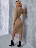 Solid Belted Surplice Front Dress