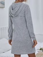 Heathered Gray Dress With Drawstring Super Crop Hoodie