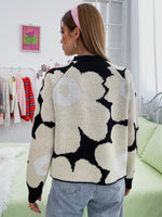 Raglan Sleeve Floral Pattern Sweater
