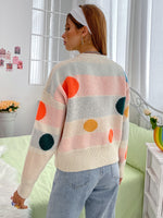 Drop Shoulder Polka Dot Cardigan