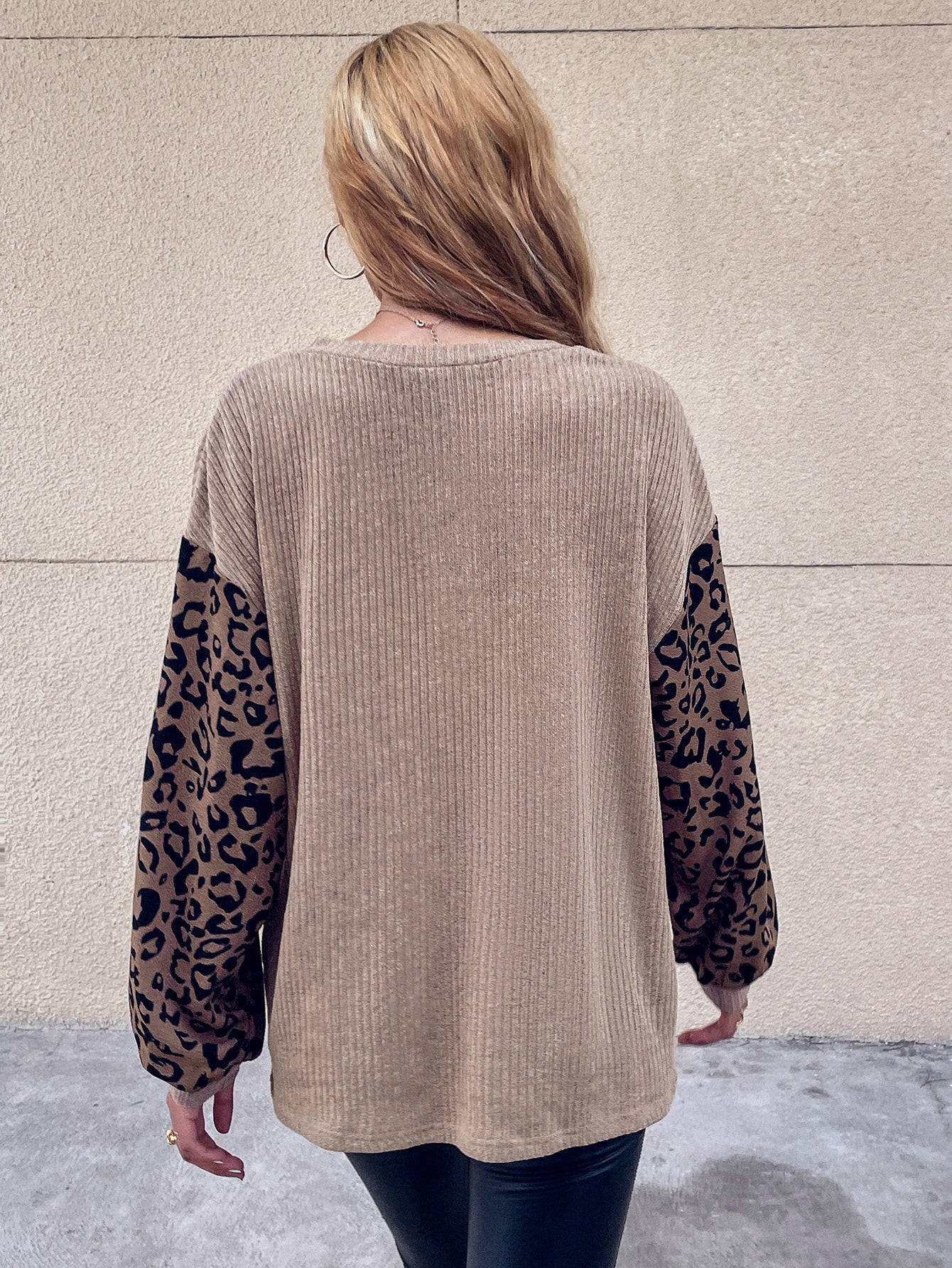 Leopard Panel Drop Shoulder Tee