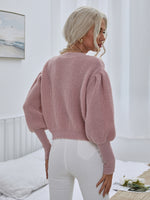 Gigot Sleeve Solid Sweater