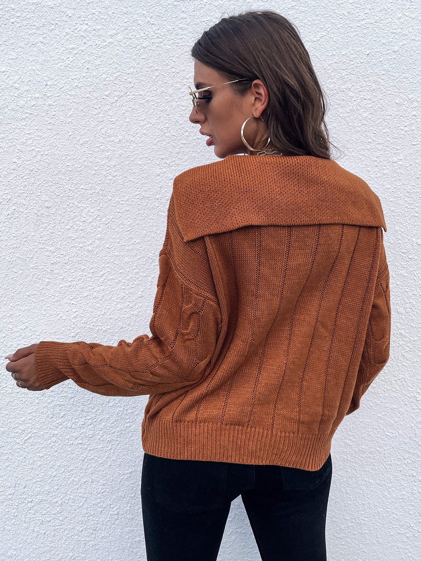 Sailor Collar Cable Knit Sweater