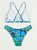 Heart Print Triangle Bikini Swimsuit