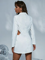 Cut Out Side Button Front Blazer Dress