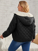 Plus Argyle Quilted Hooded Coat