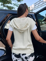 Drawstring Hooded Knit Top Without Tee