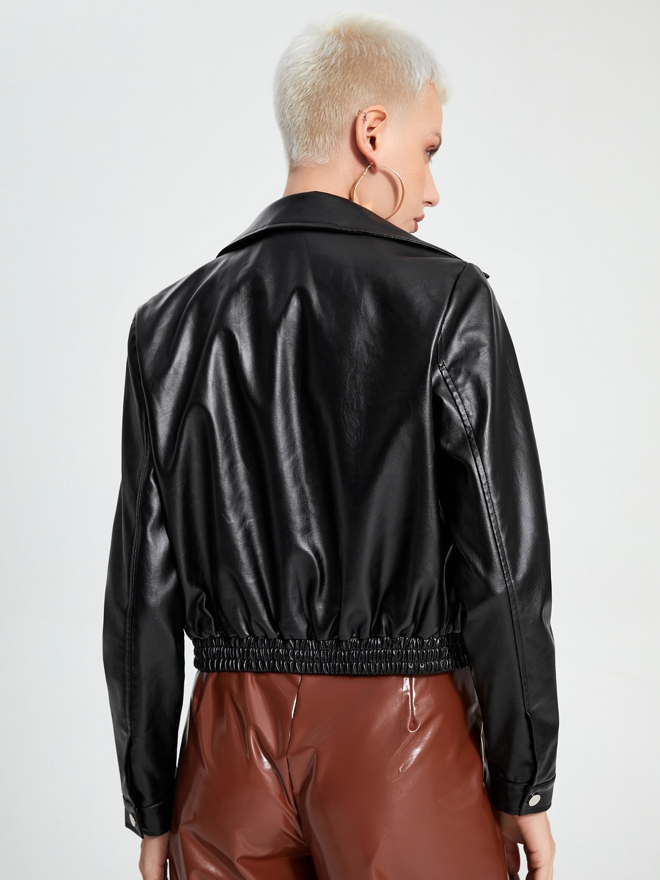 Flap Pocket PU Leather Jacket