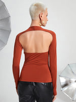 Open Back Twist Peekaboo Front Tee
