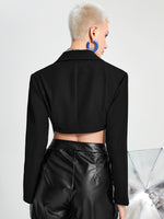 Lapel Neck Single Button Curved Hem Blazer