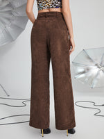 Slant Pocket High Waist Corduroy Pants