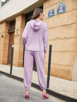 Solid Drop Shoulder Hoodie & Slant Pocket Drawstring Waist Sweatpants