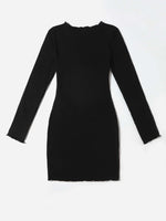 Lettuce Trim Ribbed Knit Dress