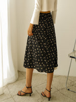 High Waist Floral Print Single Breasted Skirt