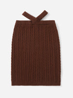 Cut Out Waist Cable Knit Skirt