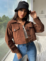 Flap Pocket Crop Corduroy Jacket
