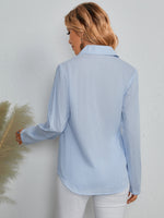 Pocket Front Striped Blouse