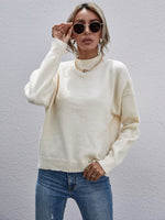 Mock Neck Open Back Drop Shoulder Sweater