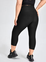 Plus Solid Sports Leggings With Phone Pocket