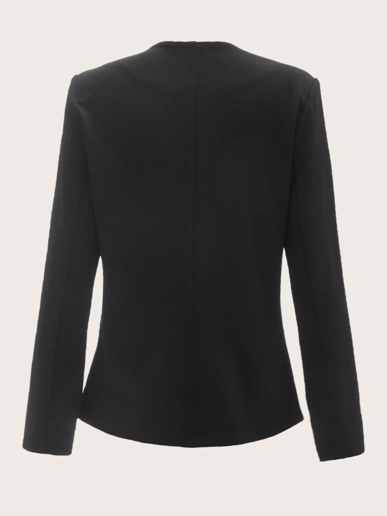 Solid Waterfall Collar Blazer