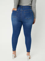 Plus High Waist Frayed Hem Skinny Jeans