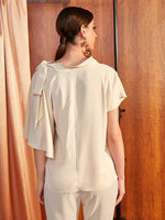 Knot Shoulder Asymmetrical Batwing Sleeve Top