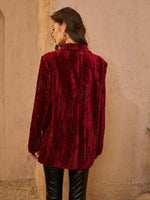 Lapel Neck Flap Detail Velvet Blazer