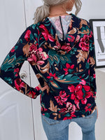 Floral Zip Up Hooded Jacket