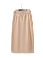 Drawstring Waist Split Hem Knit Skirt