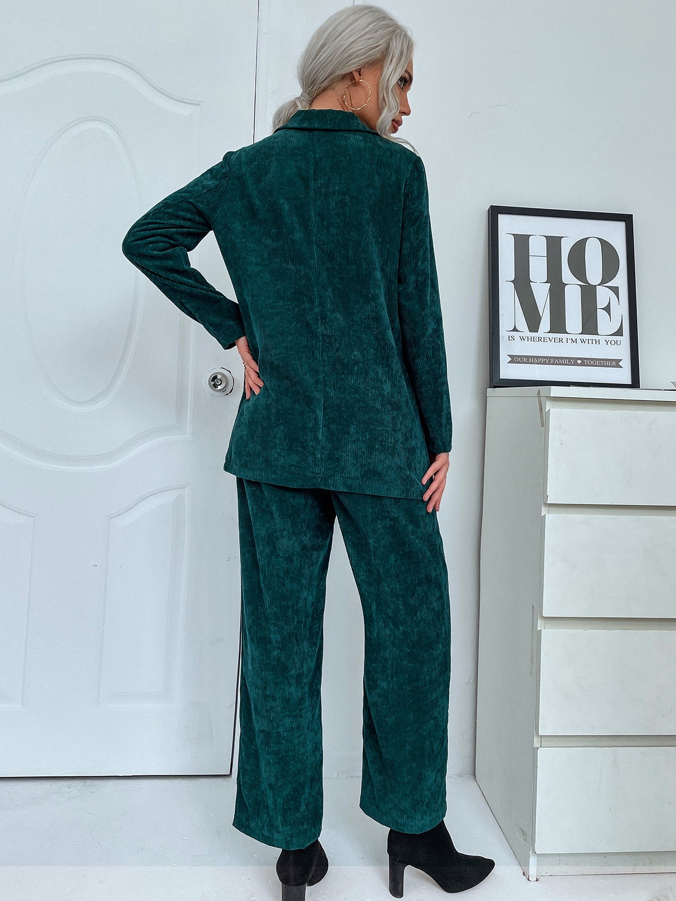 Corduroy Slant Pockets Straight Leg Pants