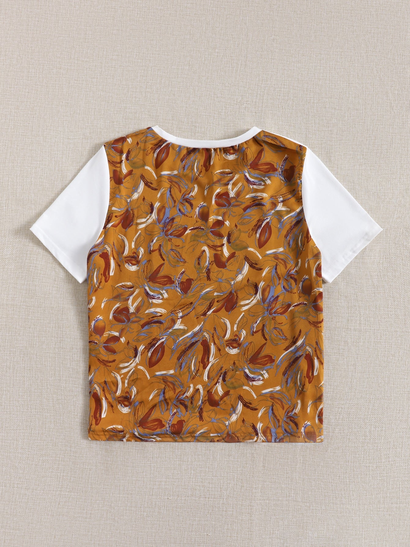 Floral Print Patched Tee