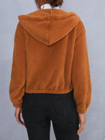 Drop Shoulder Zip Up Hooded Jacket