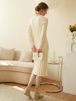 Solid Ribbed Knit Sweater Dress
