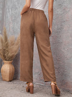 Paisley & Floral Print Corduroy Straight Leg Pants